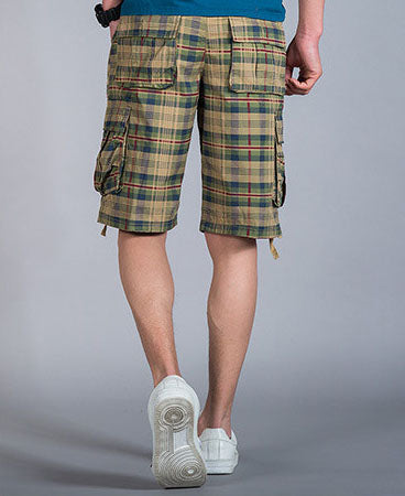 Men's Summer Straight Leg Utility Plaid Cargo Shorts