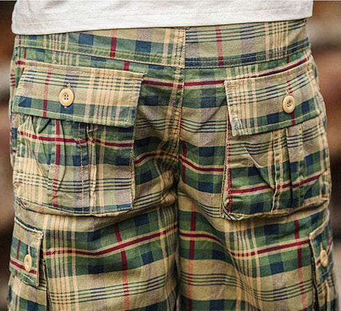 Men's Summer Straight Leg Utility Plaid Cargo Shorts