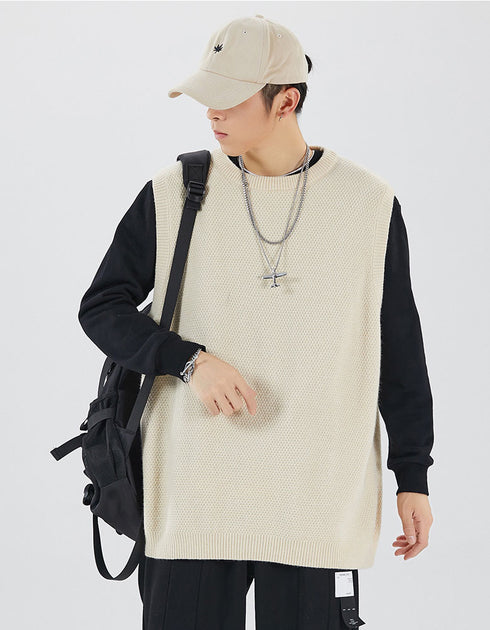 Men's Sweater Vest Sleeveless Round Neck Tank Top
