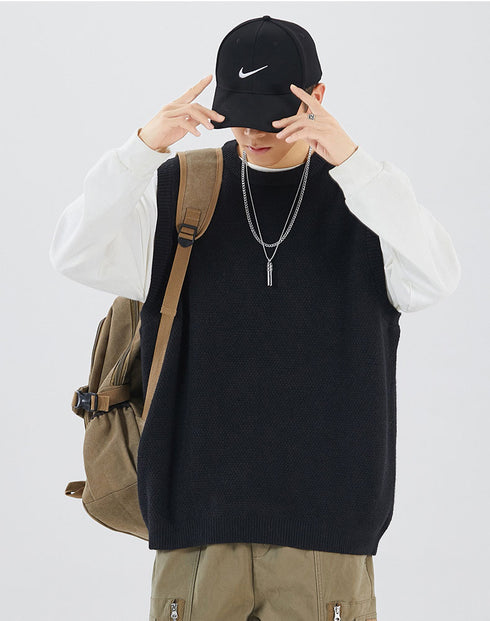 Men's Sweater Vest Sleeveless Round Neck Tank Top