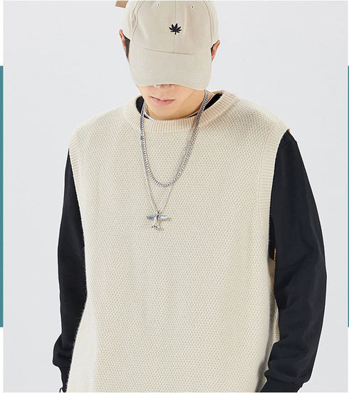 Men's Sweater Vest Sleeveless Round Neck Tank Top