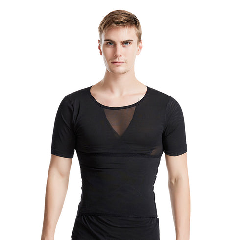 Men's Tummy Compression 3 Rows Clasp Short Sleeve Shapewear