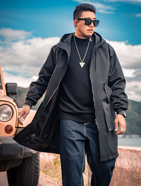 Men's Warm Windbreaker Full-Zip Mid-Long Jacket