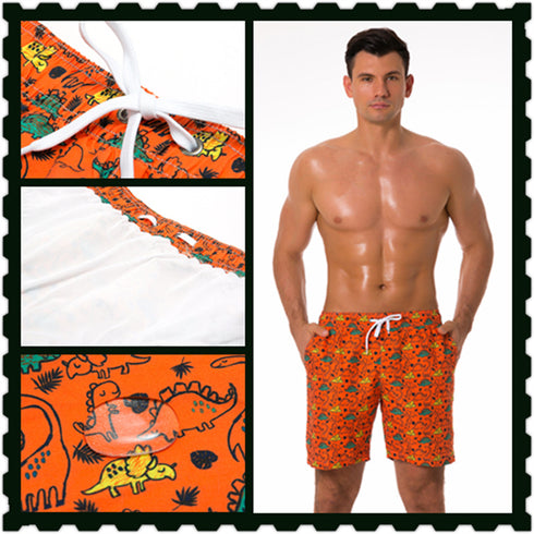 Men's Water Sport Printed Lightweight Swim Trunks