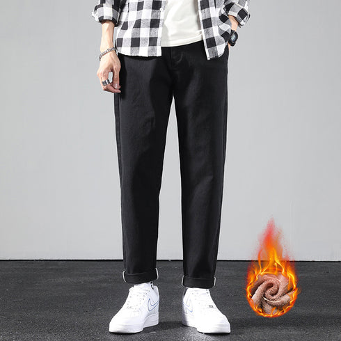 Men's Flat Front Winter Athletic Straight Leg Cropped Pants