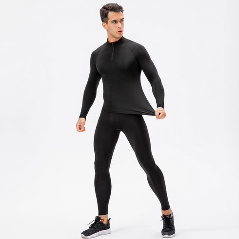 Men's Winter Brushed Warm Running Suit Shirt Pants Sets