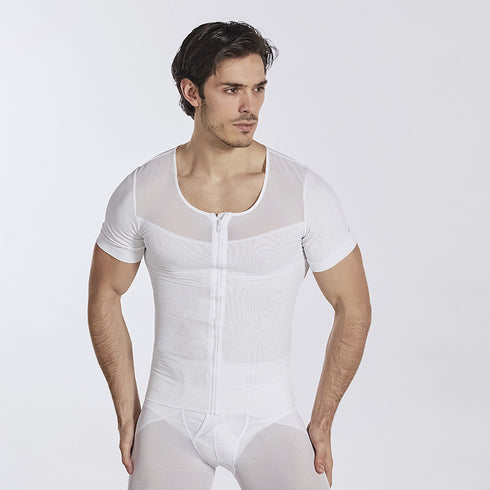 Men's Zipper Abdomen Control Compression T-shirt Shapewear
