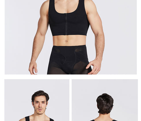 Men's Zipper Shapewear Compression Chest Flat Bust Tank Corset