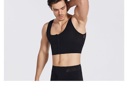 Men's Zipper Shapewear Compression Chest Flat Bust Tank Corset