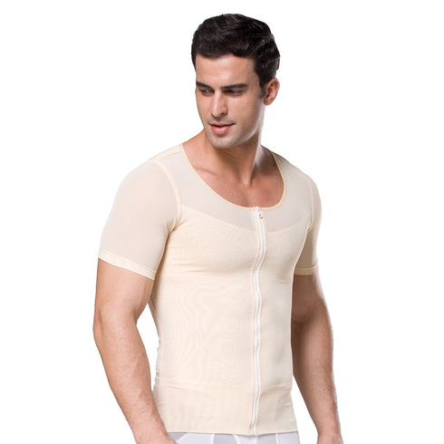 Men's Zipper Tummy Thermal Compression Short Sleeve Shapewear