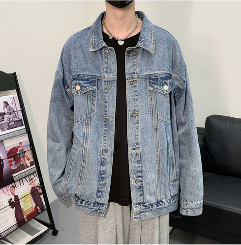 Mens Button Classic Denim Jean Jacket Coat