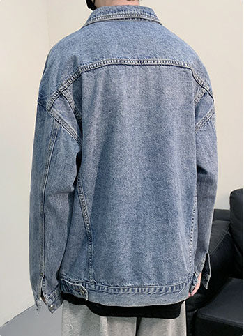 Mens Button Classic Denim Jean Jacket Coat