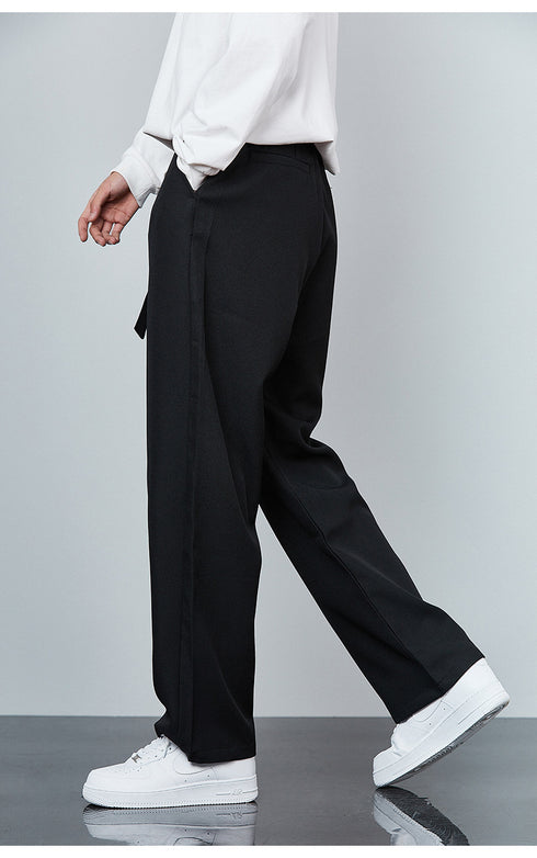 Mens Fashion Loose Casual Plus Size Flat-Front Dress Pants