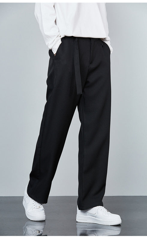 Mens Fashion Loose Casual Plus Size Flat-Front Dress Pants