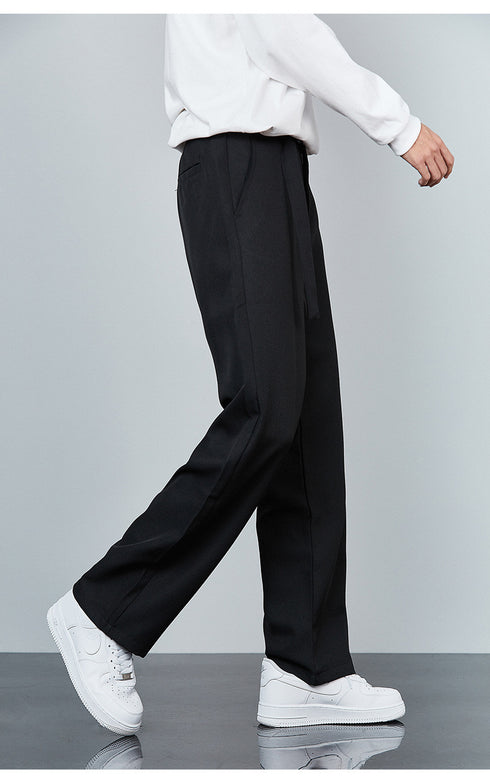 Mens Fashion Loose Casual Plus Size Flat-Front Dress Pants