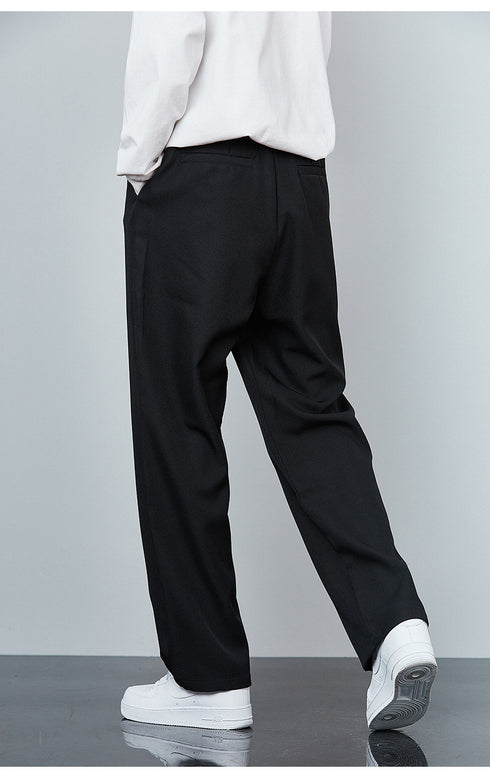 Mens Fashion Loose Casual Plus Size Flat-Front Dress Pants