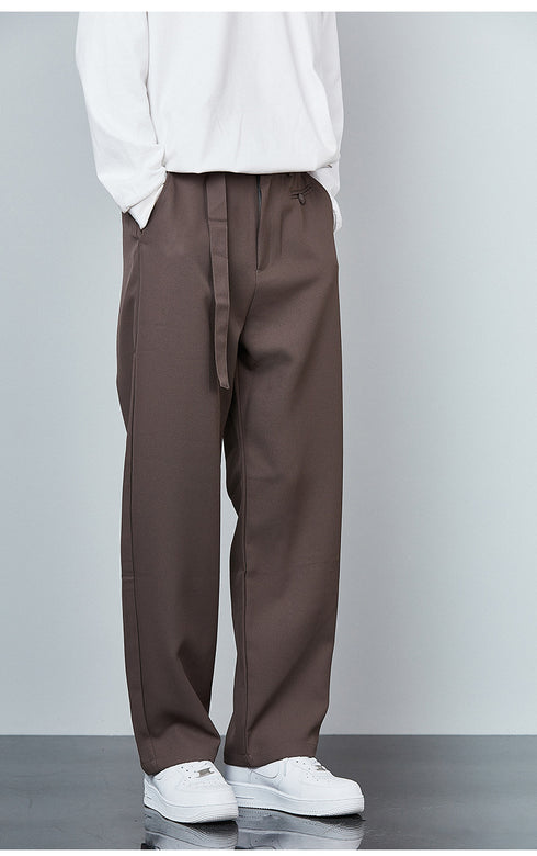 Mens Fashion Loose Casual Plus Size Flat-Front Dress Pants