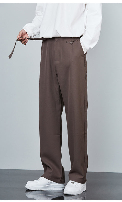 Mens Fashion Loose Casual Plus Size Flat-Front Dress Pants