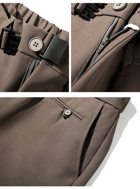 Mens Fashion Loose Casual Plus Size Flat-Front Dress Pants