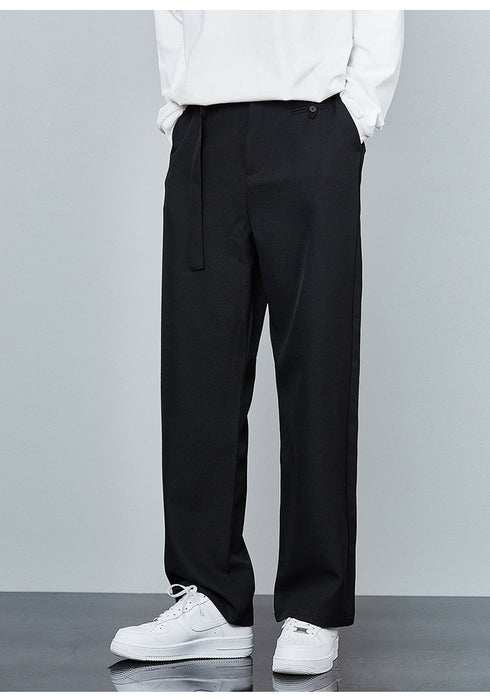 Mens Fashion Loose Casual Plus Size Flat-Front Dress Pants
