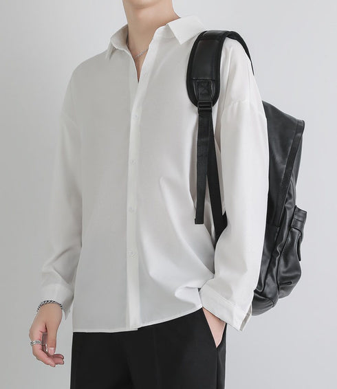 Blank Men's Long Sleeve Casual Button Up Plus Size Shirt