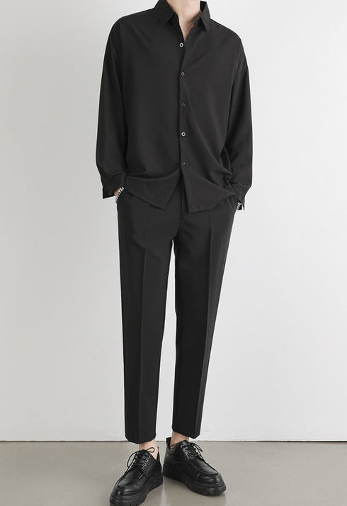 Blank Men's Long Sleeve Casual Button Up Plus Size Shirt