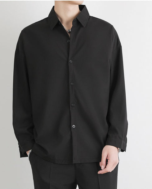 Blank Men's Long Sleeve Casual Button Up Plus Size Shirt