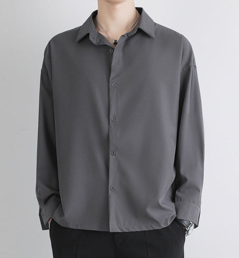 Blank Men's Long Sleeve Casual Button Up Plus Size Shirt