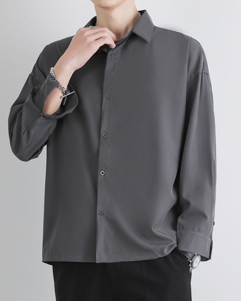 Blank Men's Long Sleeve Casual Button Up Plus Size Shirt