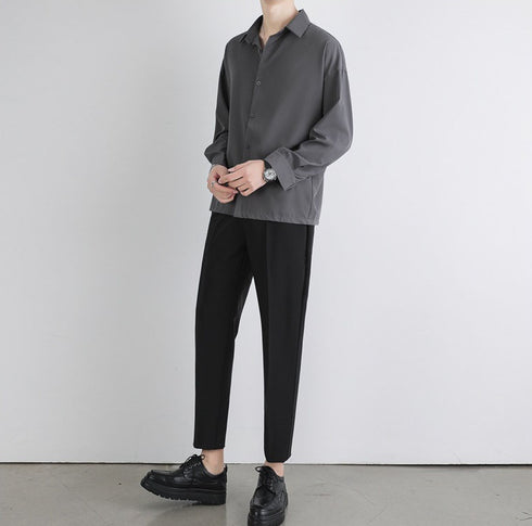 Blank Men's Long Sleeve Casual Button Up Plus Size Shirt