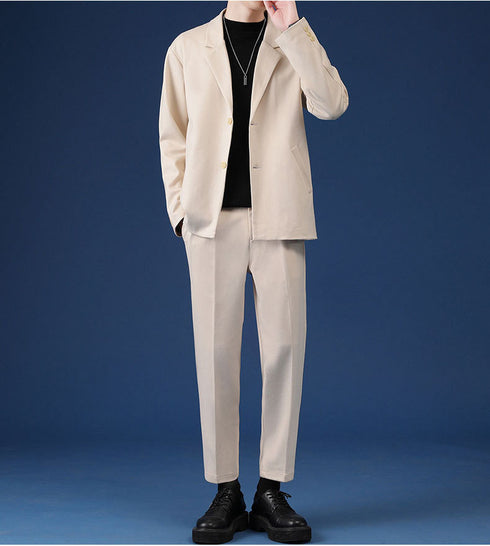 Men's Plus Size Slim Fit Casual Woolen Button Suit Jacket