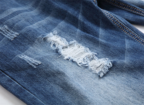 Mid Waist Men's Jean Shorts Casual Denim Shorts Ripped Jeans Shorts