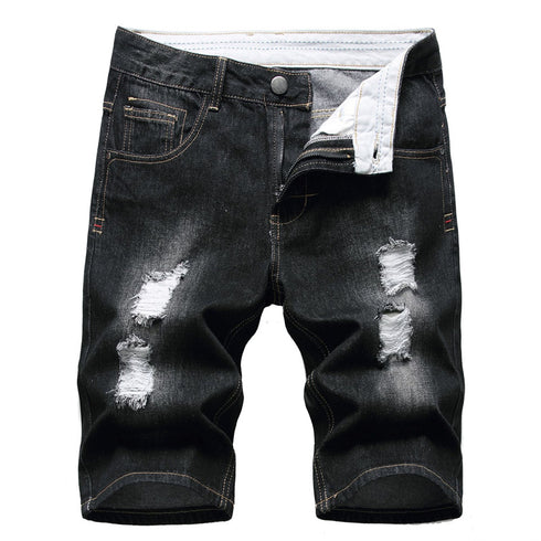 Mid Waist Men's Jean Shorts Casual Denim Shorts Ripped Jeans Shorts