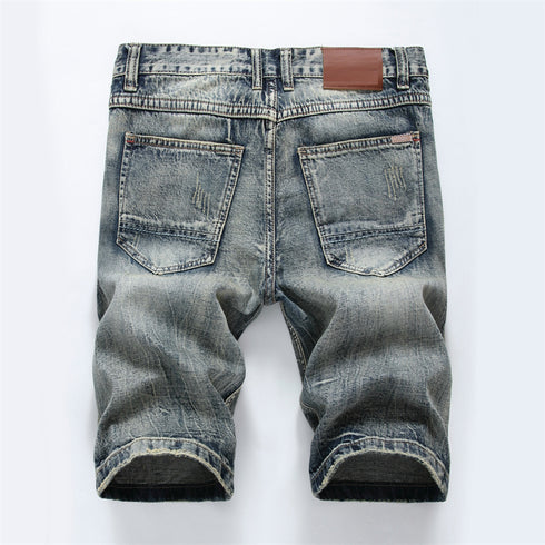 Mid Waist Men's Jean Shorts Casual Denim Shorts Ripped Jeans Shorts
