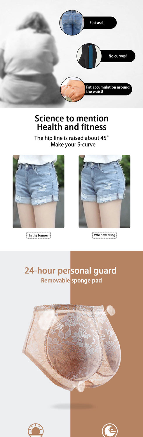 Mid Waisted Women's Hip Pads Fake Butt Brief Short Underwear
