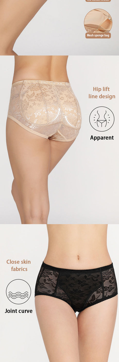 Mid Waisted Women's Hip Pads Fake Butt Brief Short Underwear