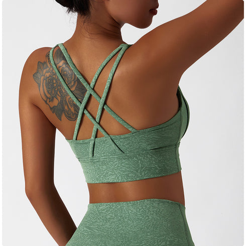 Naked Feeling Women's Floral Pattern Running Sports Bra Tank