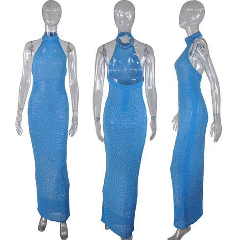 Neckline Halter Plus Size Women's Hip Wrap Dress