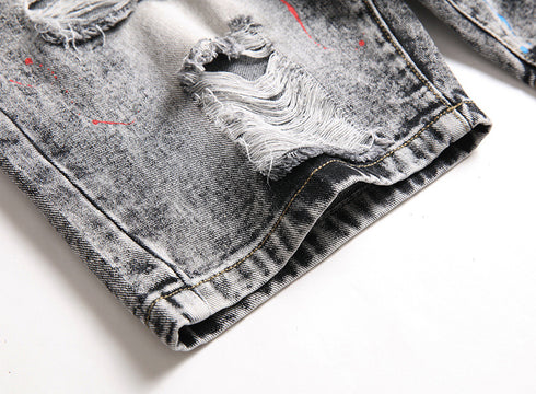 New Individuality Mid Waisted Men's Ripped Jeans Shorts