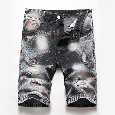 New Individuality Mid Waisted Men's Ripped Jeans Shorts