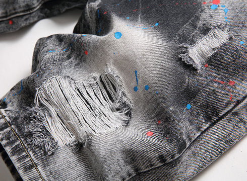 New Individuality Mid Waisted Men's Ripped Jeans Shorts