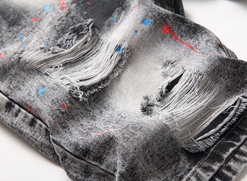 New Individuality Mid Waisted Men's Ripped Jeans Shorts