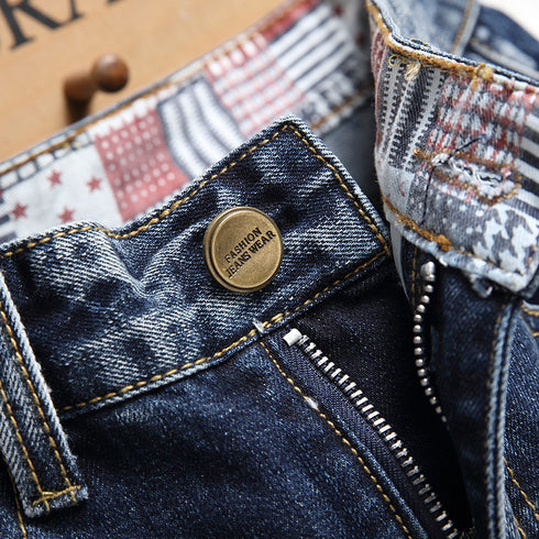 New Individuality Mid Waisted Men's Ripped Jeans Shorts