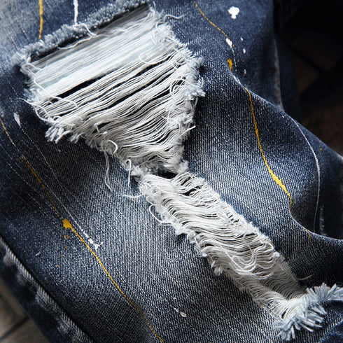 New Individuality Mid Waisted Men's Ripped Jeans Shorts