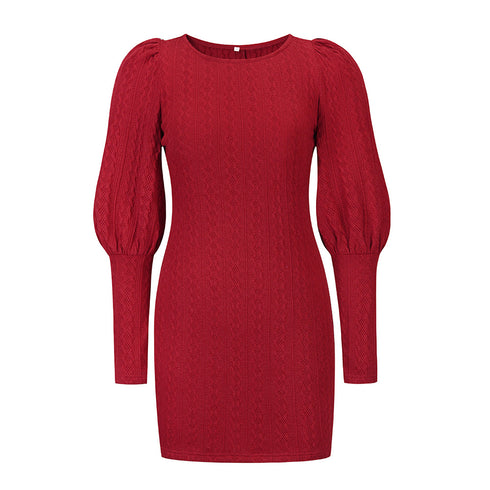 New Knitted Long Sleeves Hip Wrap Women's Sweater Dress