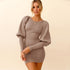 New Knitted Long Sleeves Hip Wrap Women's Sweater Dress