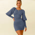 New Knitted Long Sleeves Hip Wrap Women's Sweater Dress