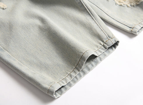 New Mid Waisted Men's Jean Shorts Men's Ripped Jeans Shorts