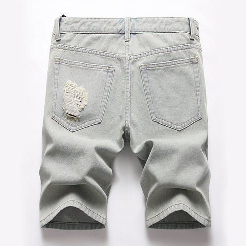 New Mid Waisted Men's Jean Shorts Men's Ripped Jeans Shorts
