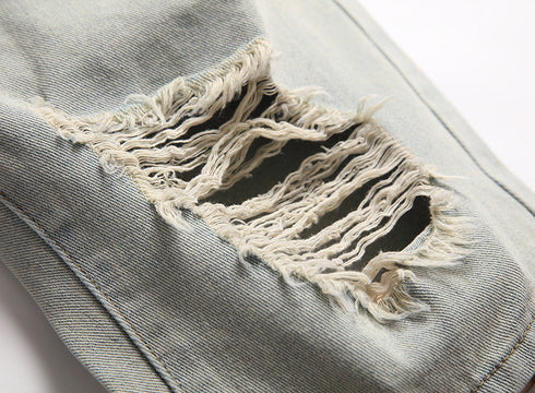 New Mid Waisted Men's Jean Shorts Men's Ripped Jeans Shorts